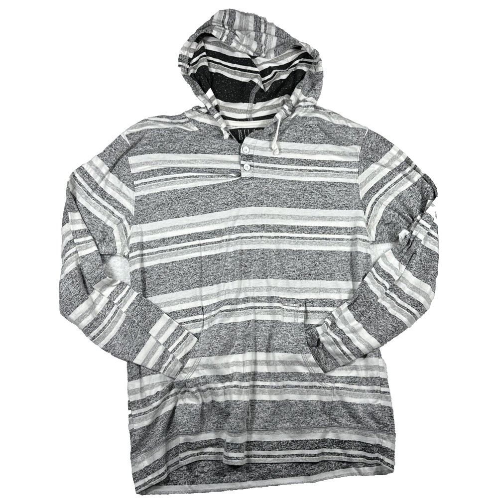 Billabong Long Sleeve Hooded Pullover Mens L White Grey Striped